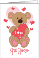Valentine’s for Great Grandson with Heart, I Love You card