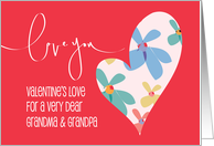 Hand Lettered Valentine for Grandma and Grandpa Large Floral Heart card