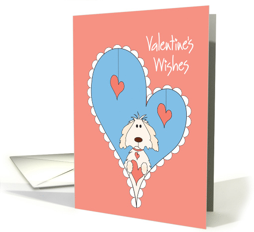 Valentine Wishes from Pet with Fluffy Dog inside Heart card (1019177)