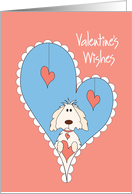Valentine Wishes from Pet with Fluffy Dog inside Heart card