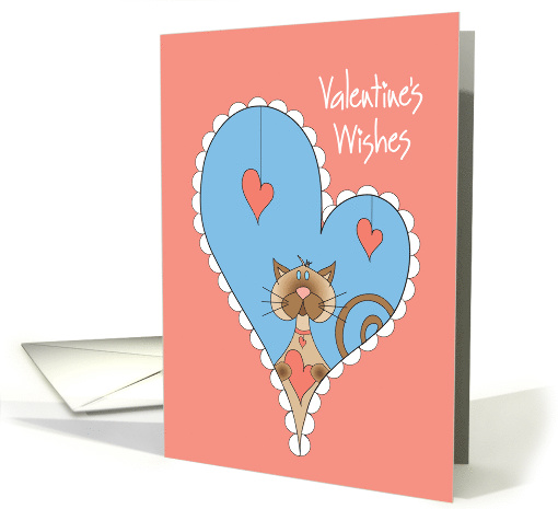 Valentine Wishes from Pet Cat, with Hearts card (1019181)