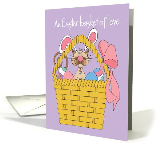 Easter Basket of Love from Pet with cat in bunny ears card (1019191)