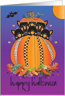 Halloween from Favorite Pet Cat with Black Cat on Fence and Full Moon card