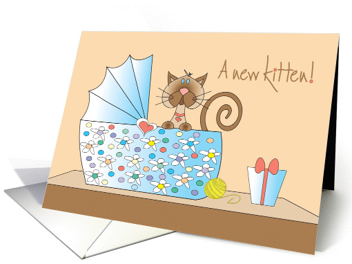 Congratulations on your new kitten with floral bassinette card