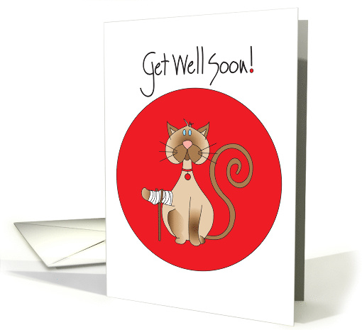 Get Well for Pet Cat with Crutch and Wrapped Paw card (1019767)