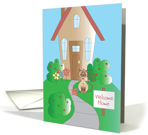 Welcome Home from Pet with House and Welcome Home Sign card (1019863)