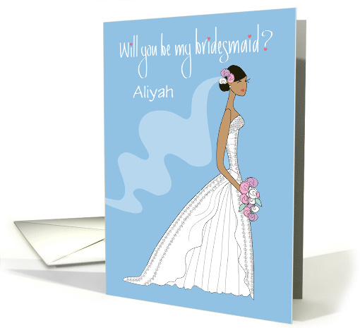Hand Lettered Be my Bridesmaid Black Haired Bride with... (1023323)