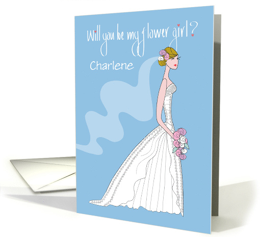 Hand Lettered Be my Flower Girl Invitation with Bride and... (1024065)