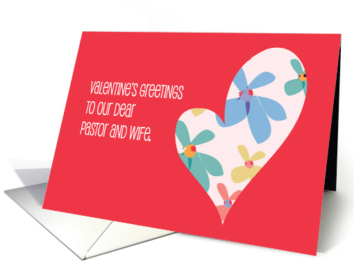 Crimson Floral Heart Valentine for Pastor and Wife with Flowers card