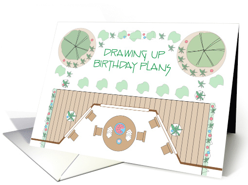 Birthday Landscape Architect, With Plans and Birthday Cake card
