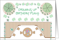 Birthday Landscape Architect, With Plans and Birthday Cake card