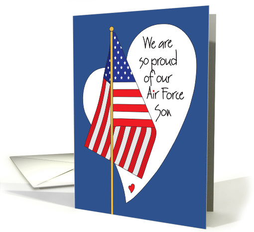 Birthday for Air Force Son, American Flag and Heart card (1042537)