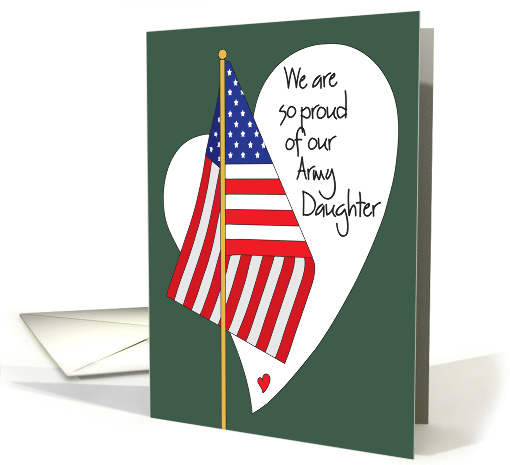 Birthday for Army Daughter, American Flag and Heart card (1042543)