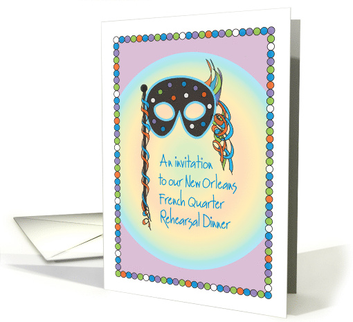 Rehearsal Dinner French Quarter Invitation with mask and beads card