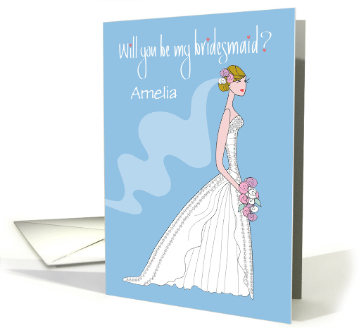 Hand Lettered Be My Bridesmaid Invitation Lacy Gown and... (1050495)