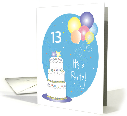 Hand Lettered 13th Birthday Party Invitation with Cake... (1052539)