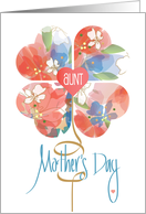 Hand Lettered Mother’s Day for Aunt Watercolor Floral Heart Flower card