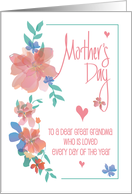 Hand Lettered Mother’s Day for Great Grandma Watercolor Flowers card