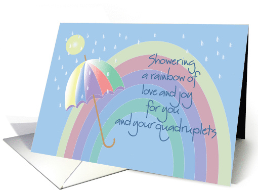 Congratulations for Quadruplet Baby Shower, Rainbow and Umbrella card