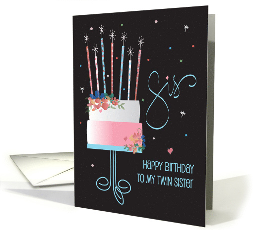 Hand Lettered Birthday to Twin Sister, Layered Floral... (1054113)