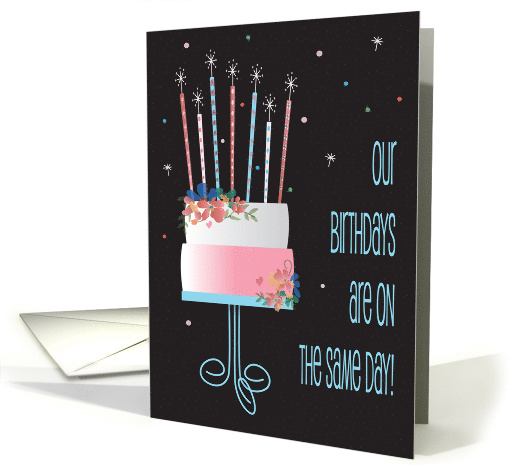 Birthday for Mutual Birthday, Floral Birthday Cake with Candles card