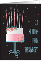 Birthday for Mutual Birthday, Floral Birthday Cake with Candles card