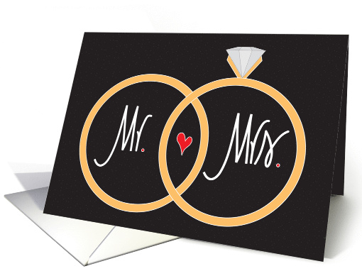 Hand Lettered Wedding Congratulations, Mr. & Mrs. Wedding Rings card
