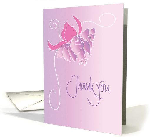 Hand Lettered Thank you with Beautiful Fuschia Flower card (1054177)