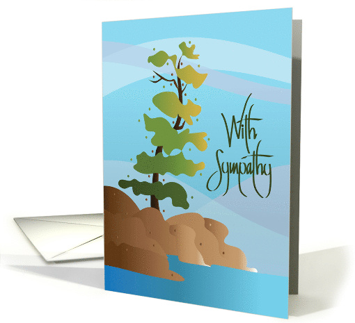 Hand Lettered Sympathy Water Color Pine Tree Along Lake... (1054201)