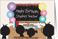 Birthday for Student Teacher with Balloon Covered Chalkboard card