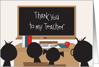 Hand Lettered Thank you to Teacher Student Silhouettes and Blackboard card