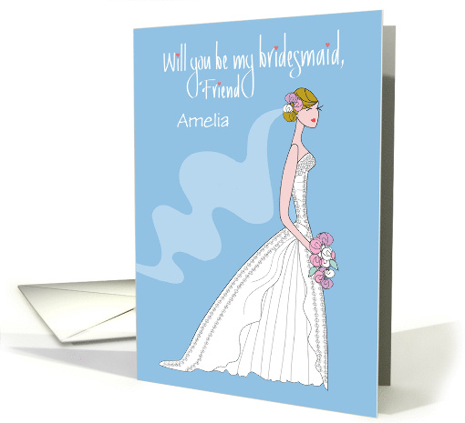 Hand Lettered Bridesmaid Invitation Friend Bride with Custom Name card