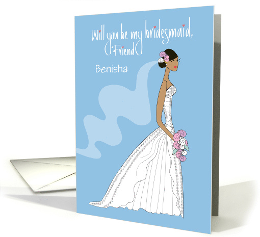 Hand Lettered Be My Bridesmaid Friend Black Haired Bride... (1055455)