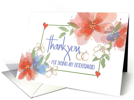 Hand Lettered Floral Thank you to Bridesmaid Watercolor... (1055481)