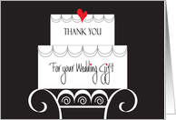 Hand Lettered Thank you for Wedding Gift, Wedding Cake & Stand card