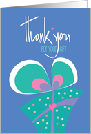 Thank you for Gift in Calligraphy, with Polka Dot Wrapped Gift card