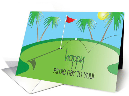 Happy Birdie Day Birthday to Golfer Ball Bouncing Into... (1055583)