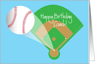 Birthday for Basketball Coach with Baseball, Diamond and Homerun card