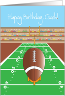 Birthday for Football Coach with Football Field and Goal Post card