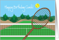 Birthday for Tennis Coach, Tennis Racquet and Ball card