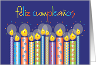 Feliz Cumpleaños con velas de colores brilliantes card