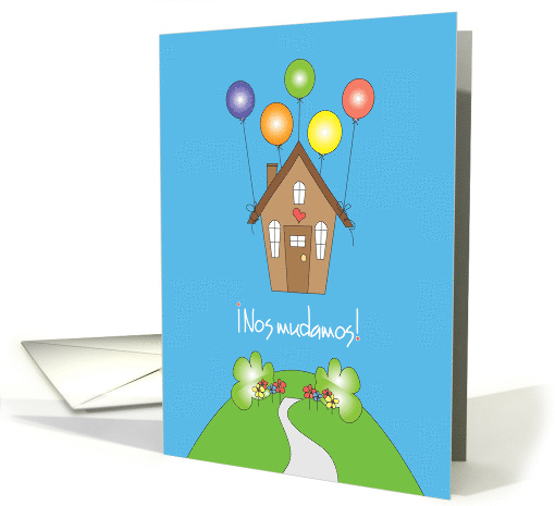 Nos mudamos con casa linda y globos de muchos colores card (1055945)