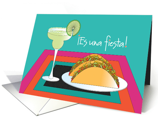Invitacin para una fiesta con margarita y tacos card (1056015)