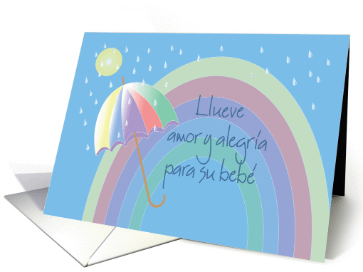 Felicidades Para Beb Nuevo con Arco Iris y Sombrilla Hermosa card