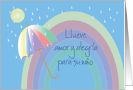 Felicidades Para Nio Nuevo con Arco Iris y Sombrilla Hermosa card