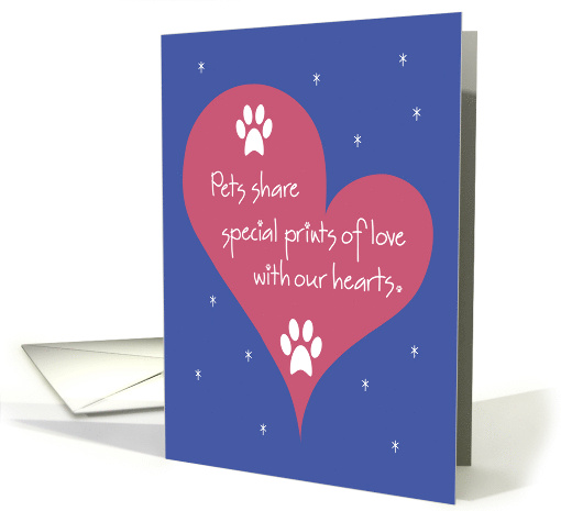 Hand Lettered Sympathy for Loss of Pet, Heart, Pawprints & Stars card