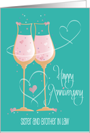 Hand Lettered Anniversary Sister and Brother in Law Toasting Glasses card