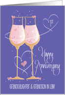 1st Anniversary Granddaughter & Grandson in Law Champagne Glasses card