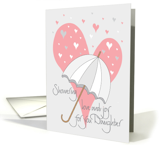 Bridal Shower for Daughter, Umbrella and Heart Raindrops card