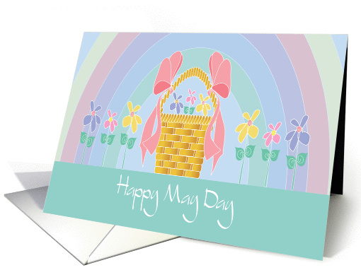 Happy May Day with Basket of Flowers and Rainbow card (1058353)